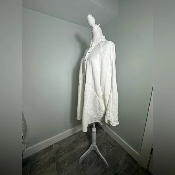We The Free Womens Daydream White Cotton Tunic Button-Down Top Shirt NWT Small - Picture 8 of 17